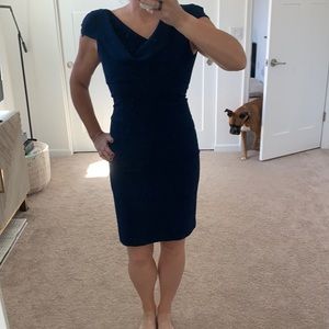 Black Halo blue dress 6 modern cut classic dress